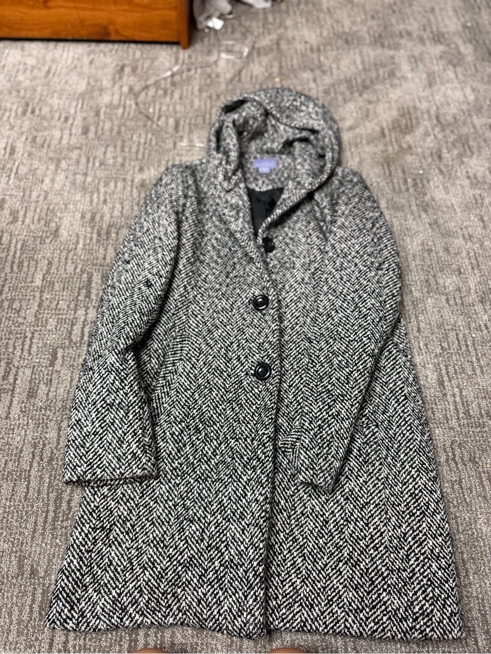Laura Scott Hooded Wool-Blend Coat - Gray